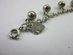 .925 Silver Chain/Bead Bracelet 7" Long 10g