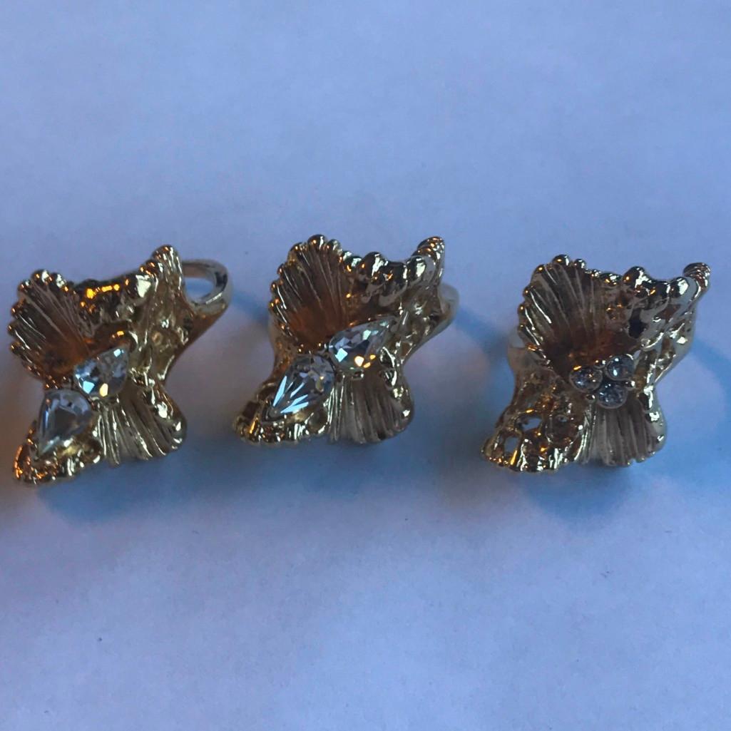 Lot of 3 Similar 18KT G.E. Rings with Cubic Zirconia Center Gems