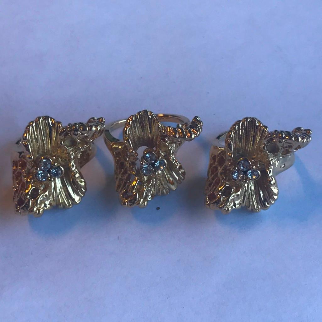 Lot of 3 Identical 18KT G.E. Rings with Cubic Zirconia Center Gems