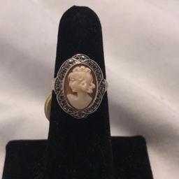 THEDA Genuine Cameo Sterling Ring (Size 6)