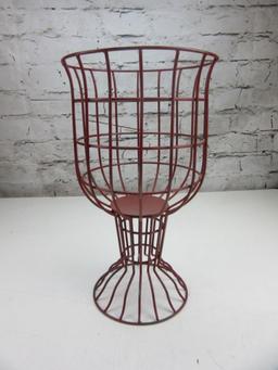 Red Metal Wire Pot Holder 9" in Diameter 16" Tall