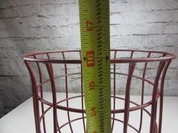 Red Metal Wire Pot Holder 9" in Diameter 16" Tall
