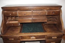 Antique Roll Top Desk - 12 Drawer