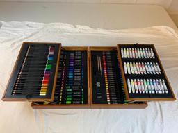 Professional Sketch Drawing Art Set Painting Studio Artist Kit NEW in Wood Storage Case