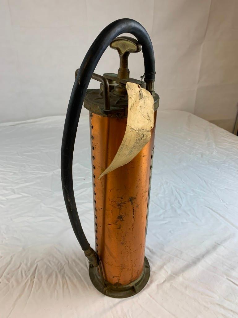 Vintage The Captain Fyr-Fyter Brass 1 gallon Fire Extinguisher