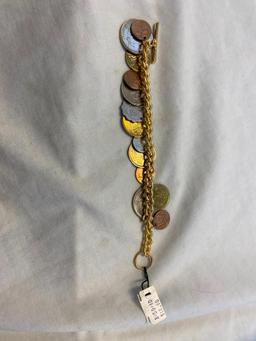 Lot of 6 Identical Coin Bracelets