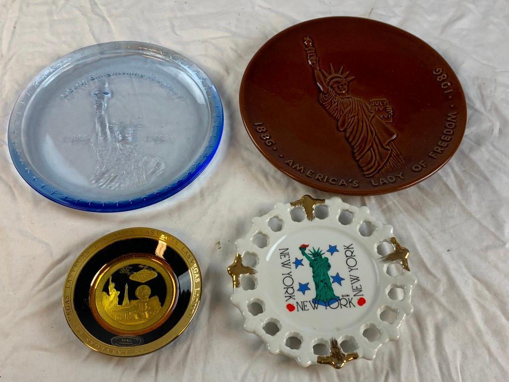 Lot of 4 STATUE OF LIBERTY Souvenir Plates