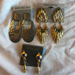 Lot of 9 Misc. Pairs of Gold-Toned and Silver-Toned Pierced Earrings