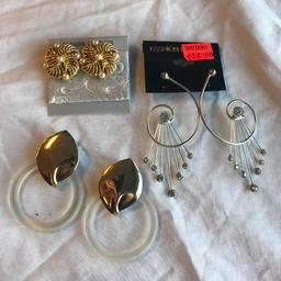 Lot of 9 Misc. Pairs of Gold-Toned and Silver-Toned Pierced Earrings