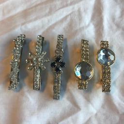 Lot of 5 Similar Rhinestone Hairclips