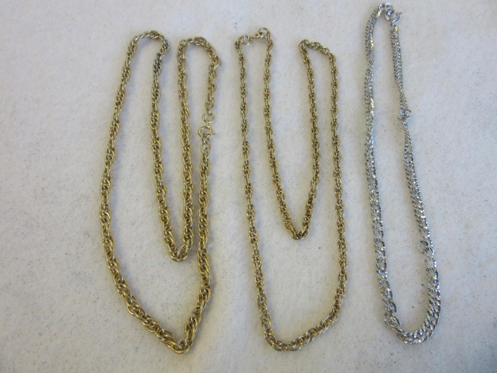 Lot of 3 Misc. Gold-Toned and Silver-Toned Simple Chain Necklaces