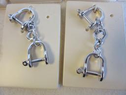 Lot of 10 Identical Silver-Toned Western Handcuff Keychains