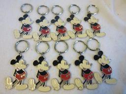 Lot of 10 Identical Metal Mickey Mouse Enamel Keychains/Bag Charms