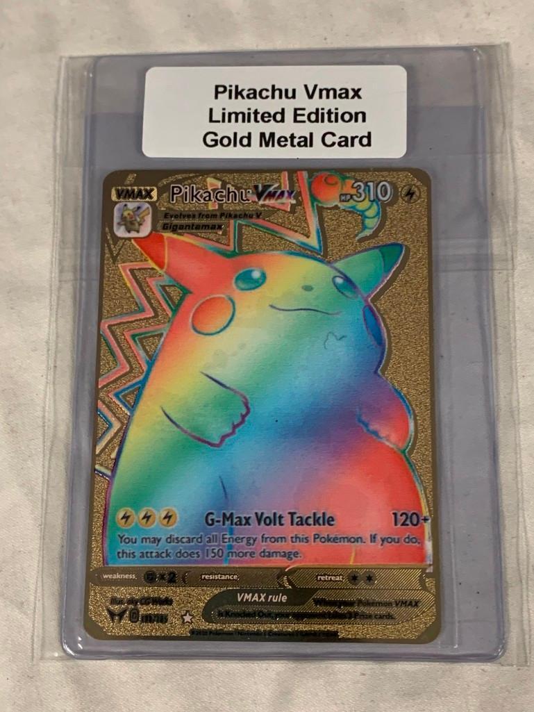 Pokemon PIKACHU VMAX Limited Edition Gold Metal Card