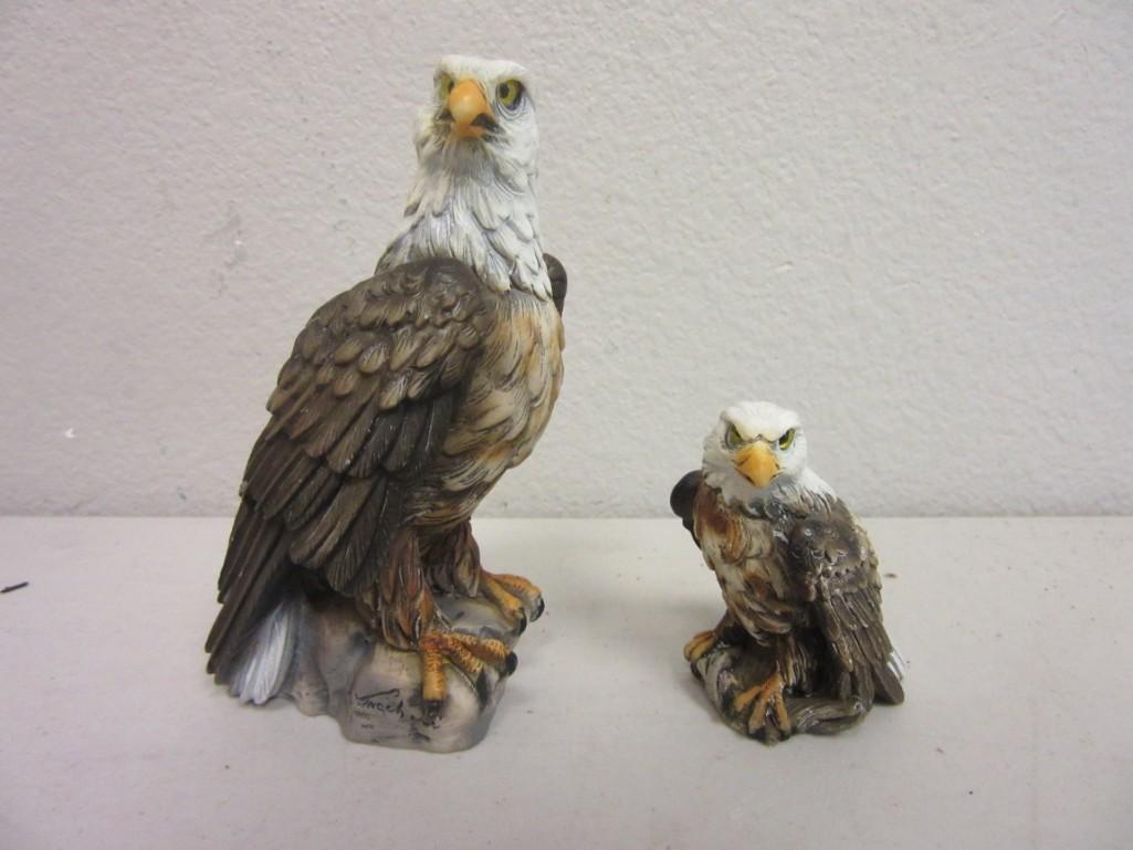 Pair of Bald Eagle Figurines 2.5" and 4.75" Tall