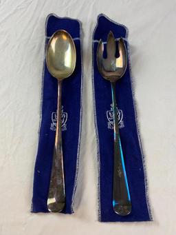 Vintage Silver Plated Over-sized Salad/Serving Fork & Spoon Set England