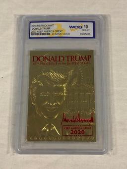 DONALD TRUMP 2019 Merrick Mint 23 Karat Gold Card Graded 10 GEM MINT