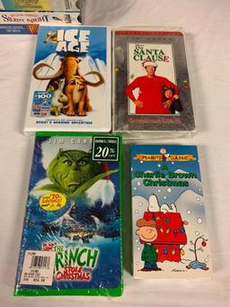 Lot of 8 Children Family VHS Movies NEW The Grinch, Roger Rabbit, Charlie Brown, Ice Age and others