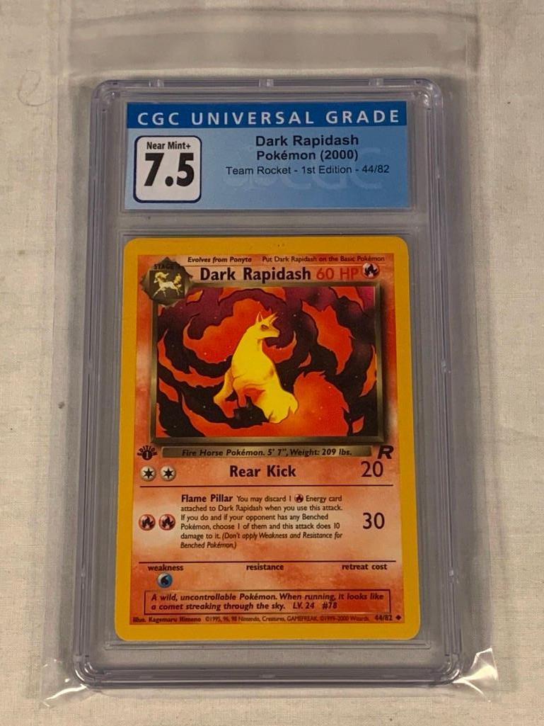 2000 POKEMON Team Rocket 1st Edition DARK RAPIDASH Graded 7.5 NM+ by CGC