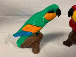 Lot of 2 Hand Paint PARROTS Clay Figures