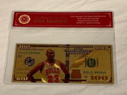 MICHAEL JORDAN 24K Gold Foil NOVELTY Banknote