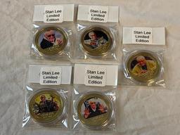 Lot of 5 STAN LEE Limited Edition Novelty Tokens Coins