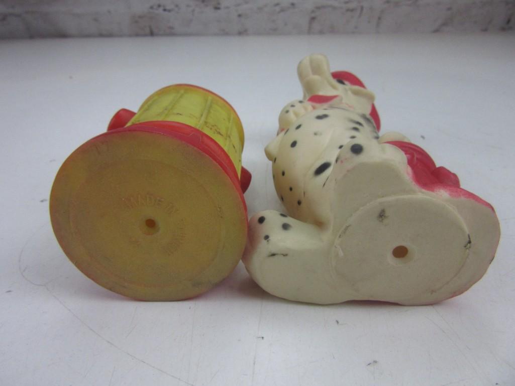 Pair of Fire Dalmatian Dog and Fire Hydrant Squeaky Toys