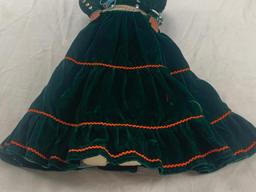 Handmade Native American 22" Doll with Velvet Green Dress