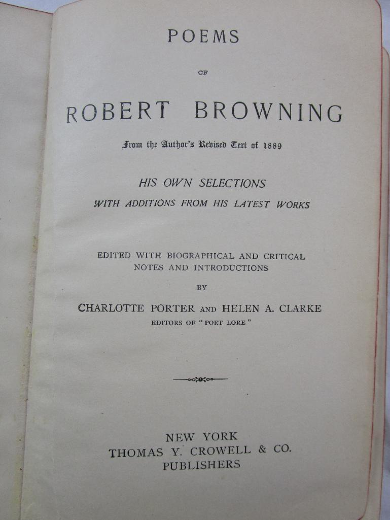 Antique Robert Browning's Selected Poems 1st Ed. Leather-covered book dated 1896 in very poor