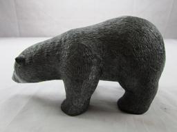 Wolf Originals Canada Black Polar Bear Soap Stone sculpture marked by the artist.