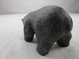 Wolf Originals Canada Black Polar Bear Soap Stone sculpture marked by the artist.