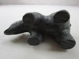 Wolf Originals Canada Black Polar Bear Soap Stone sculpture marked by the artist.