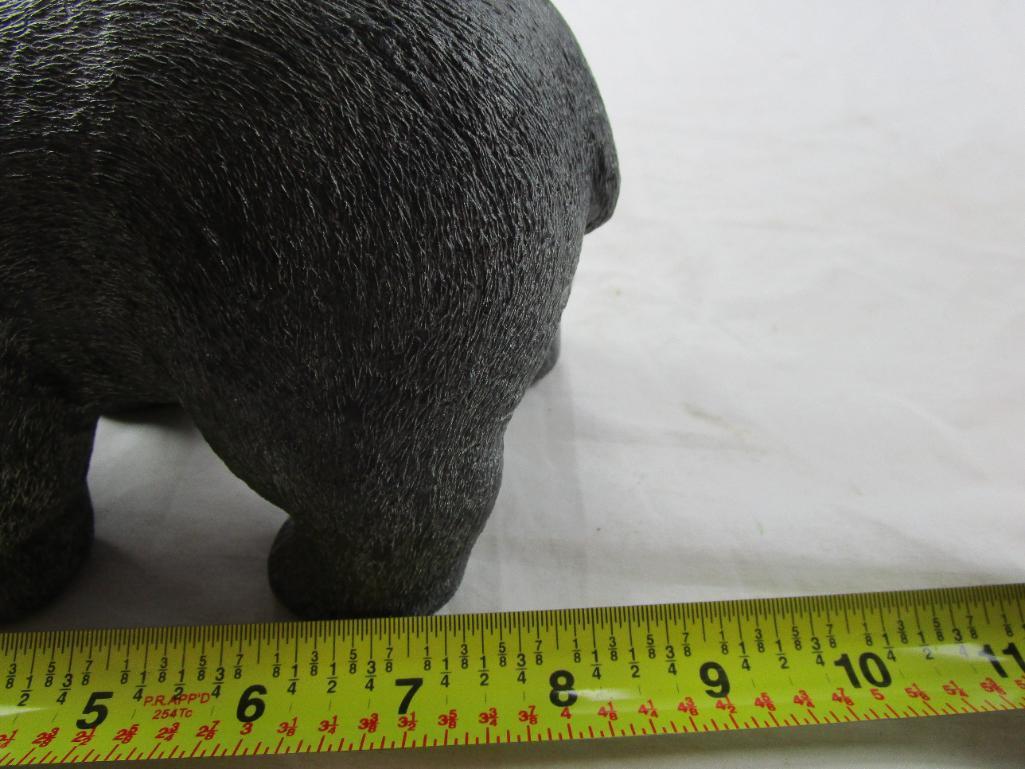 Wolf Originals Canada Black Polar Bear Soap Stone sculpture marked by the artist.