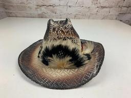 Western Mesh Cowboy Hat with Feather Size 7 1/8