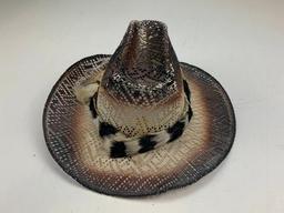 Western Mesh Cowboy Hat with Feather Size 7 1/8