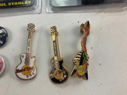 KISS Band Diecast Cars, 3 Hard Rock Guitar Pins and 2 Music Buttons