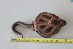 Large Antique 12" Hook and Pulley