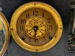 Antique Seth Thomas 4 Column Black Adamantine Mantle Clock