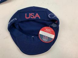 Lot of 23 Roots USA 2004 Olympics Parade Hat Flat Caps Flag Logo and 3 2002 Hats NEW