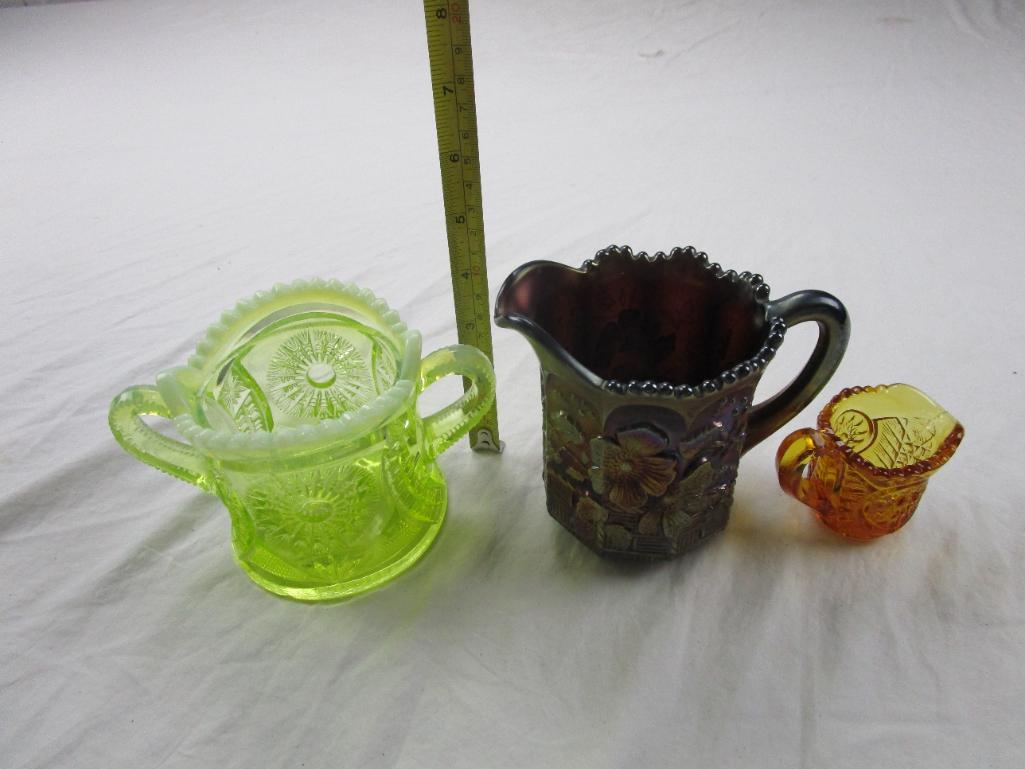 Lot of 3 vintage cut glassware pieces