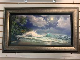 Canvas Print of Tropic Waves Tides Night Time Scene Signed and numbered by Artist 31/150