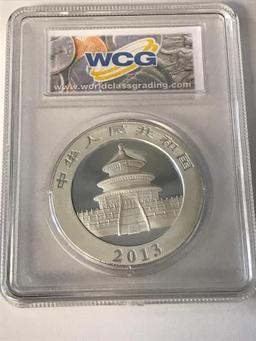 2013 China S10Y Panda 1oz .999 Silver Coin WCG MS70