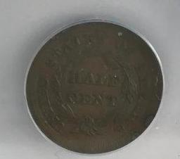 1855 US Braided Hair Half Cent ANACS AU58 Details