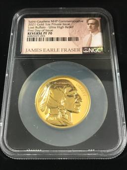 2021 Fraser Lost Buffalo 3-Medal Set Ultra High Relief Gold + Silver Reverse Proof Medals #068/4999