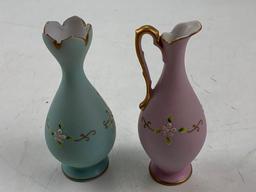 Vintage porcelain vase and pitcher with angels 6.25"