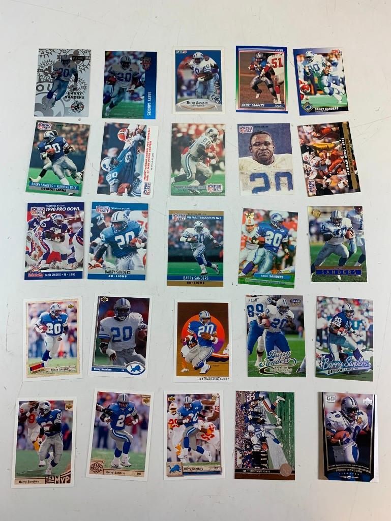 BARRY SANDERS Hall Of Fame Lot of 25 Football Cards