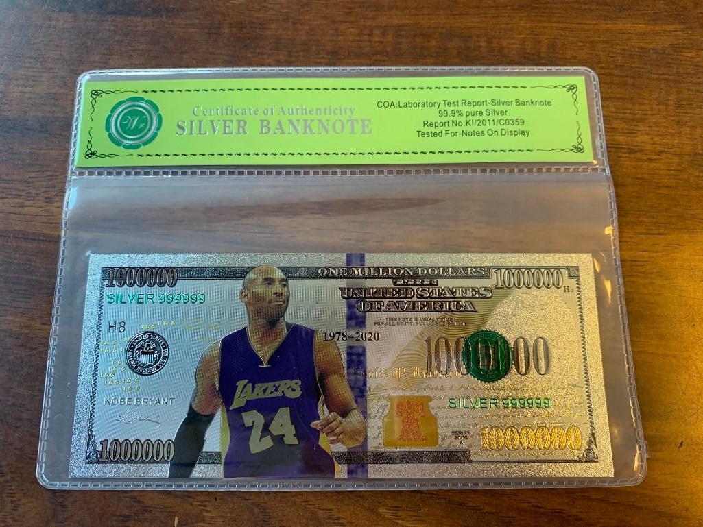 KOBE BRYANT Silver Foil NOVELTY Banknote