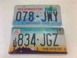 Lot of 17 license plates some vintage- Nevada, Utah, Arizona, California, Washington