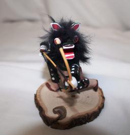 Native American Wolf Mask doll, kneeling, bow shot F. Begay artist