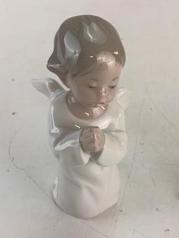 Lot of 2 Lladro Praying Kneeling and Sitting Angel Figurines